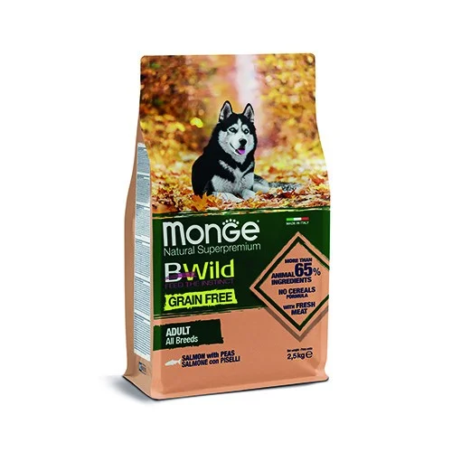 MONGE CANE ALL BREEDS ADULT GRAIN FREE SALMONE E PISELLI 2,5 KG - immagine 3