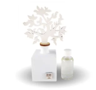 Profumatore In Porcellana Bianco Albero Della Vita In Legno Bianco