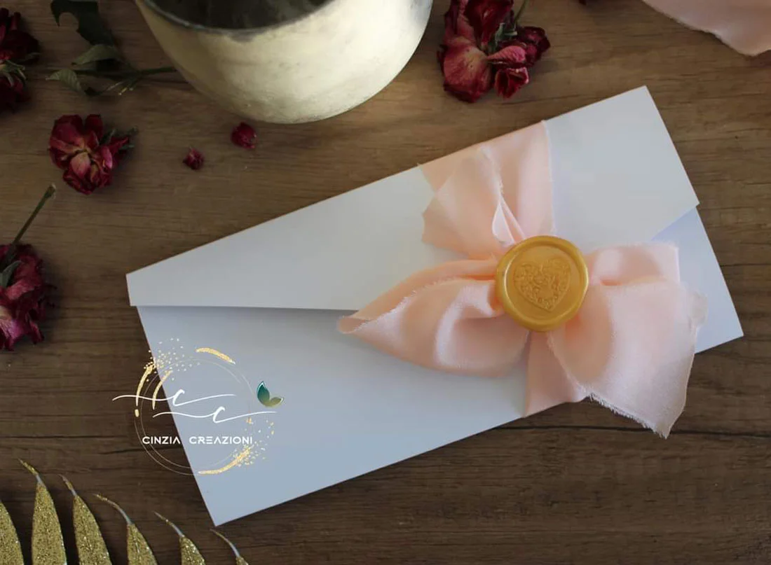 partecipazione elegante fiocco seta - immagine 8