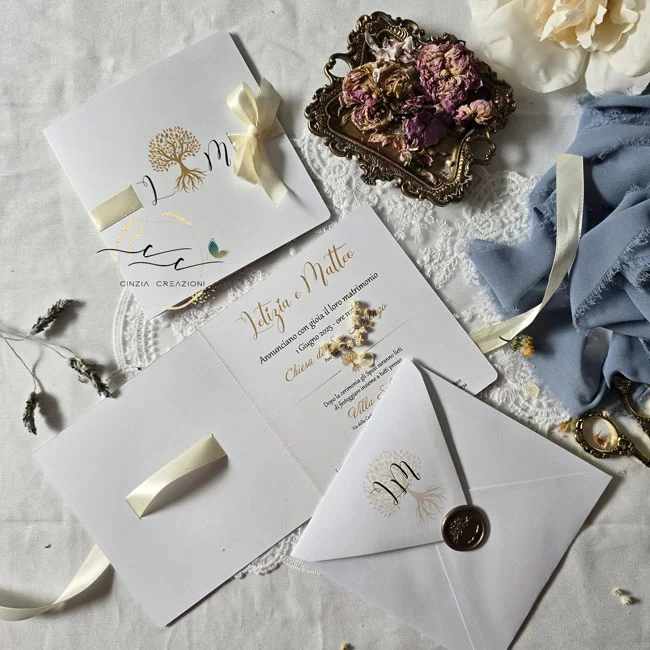 partecipazione matrimonio elegante albero della vita - immagine 7