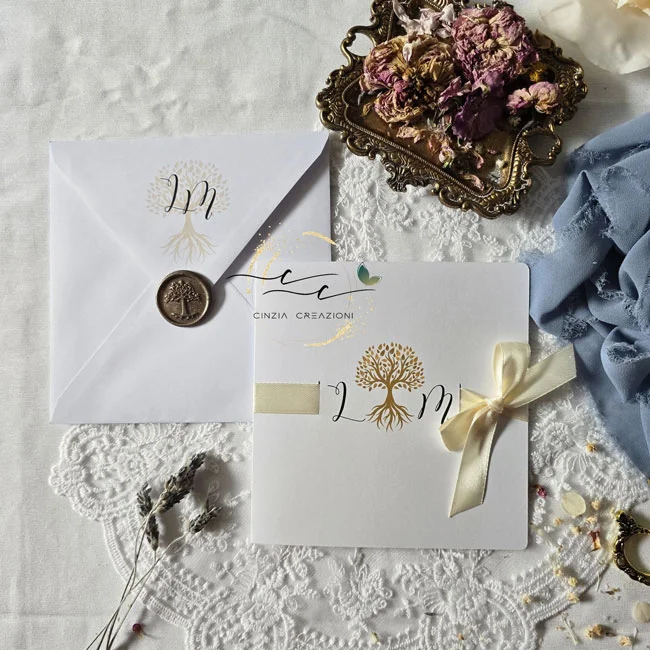 partecipazione matrimonio elegante albero della vita - immagine 6