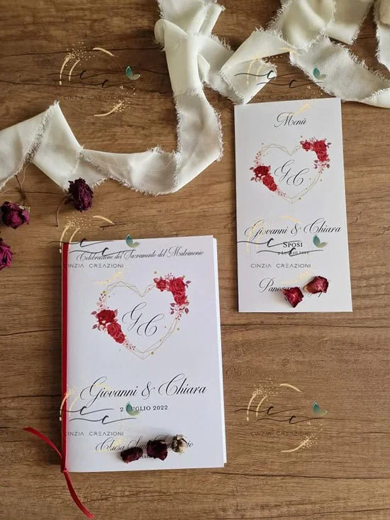 libretto messa cuore con rose
