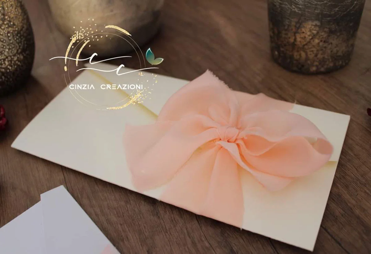 partecipazione elegante fiocco seta - immagine 2