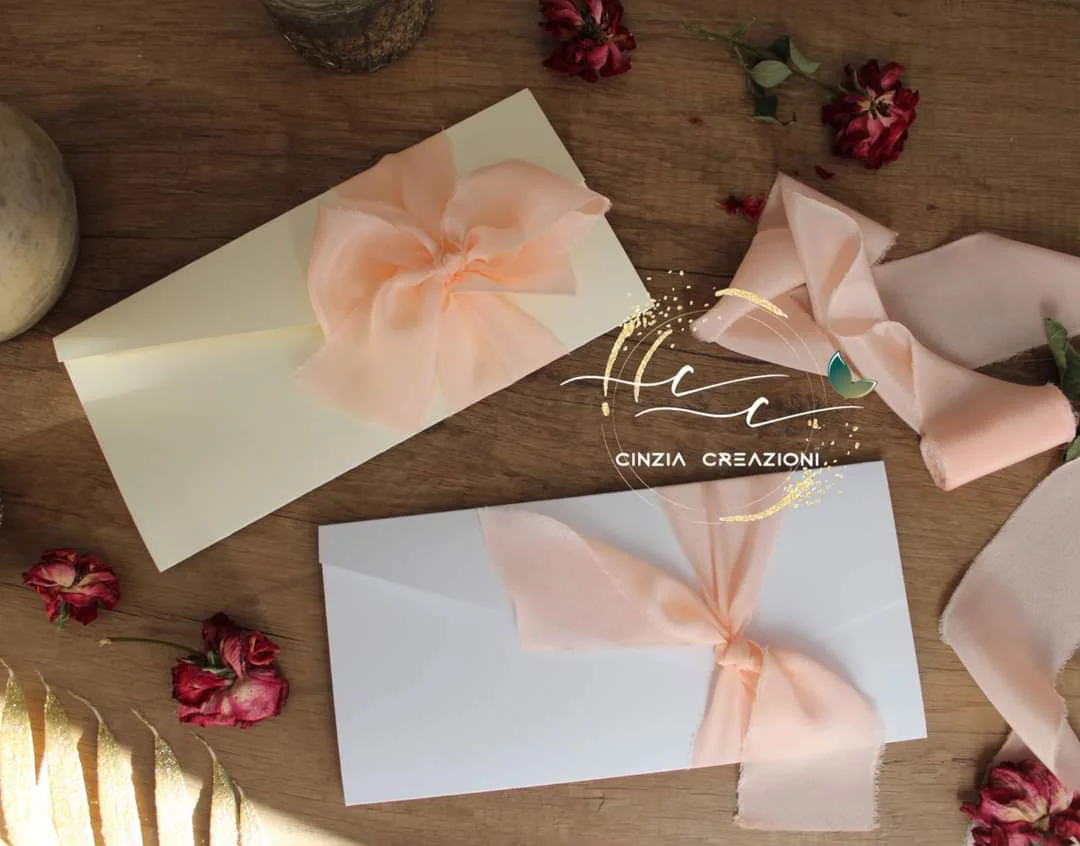 partecipazione elegante fiocco seta - immagine 3