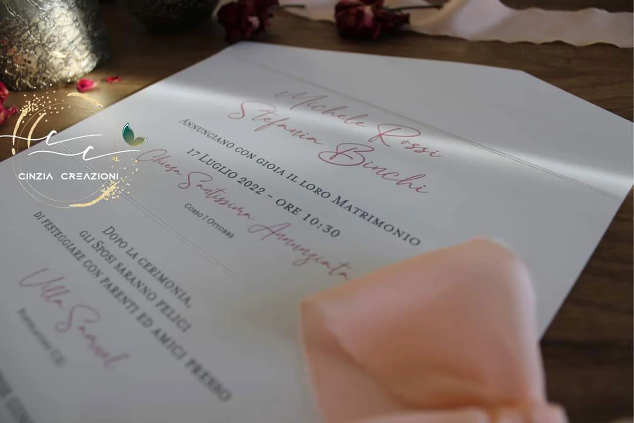 partecipazione elegante fiocco seta - immagine 7